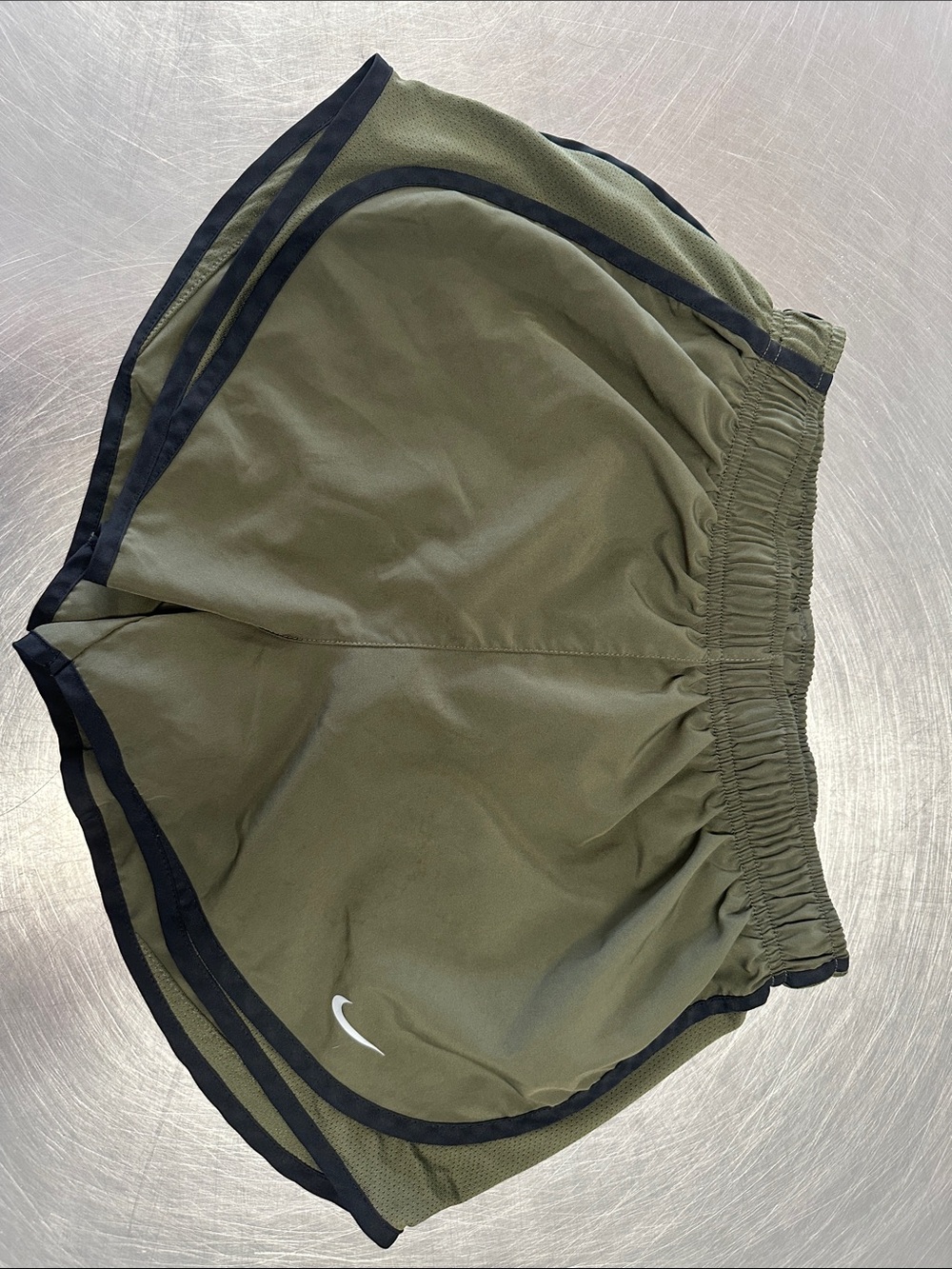 Nike Olive Green Athletic Shorts with Black Trim